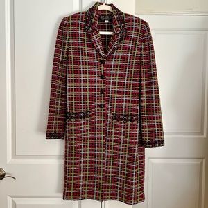 SOLD Vintage St. John Collection by Marie Gray Multi-Color Plaid Tweed Duster